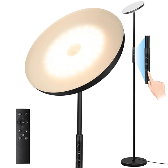 40W 4000LM Uplight LED Floor Lamp, Stepless Dimmable 2700K-6500K, Remote & Touch Control, Super Bright Standing Light for Living Room Bedroom Office