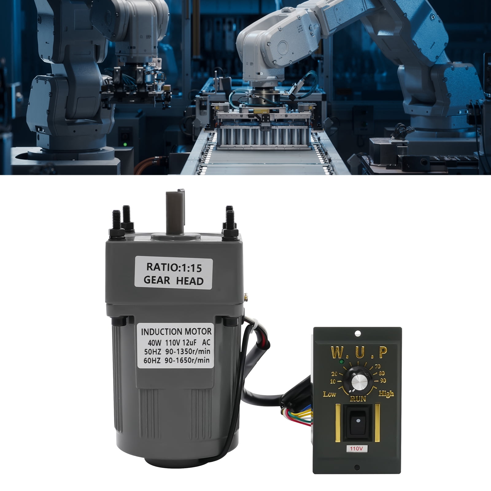 Speed Controller 40w 40W AC Gear Motor Speed Controller, 110V with 15K Reducer, 3.8Nm Torque ...