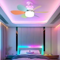 40W Ceiling Fans Lights With Remote Rgb Dimmable Small Ceiling Fanlight Ceiling Fans Lights (White)