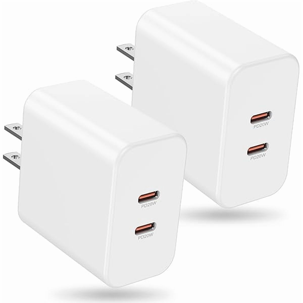 40W Dual USB C Charger Block,2-Port Fast USB-C Power Adapter Wall Charger Plug Type C Charging Block for Laptop Computer & Tablets/Phones iPhone 15/14/13/12/11/X, iPad,Samsung,Google （2 pack）
