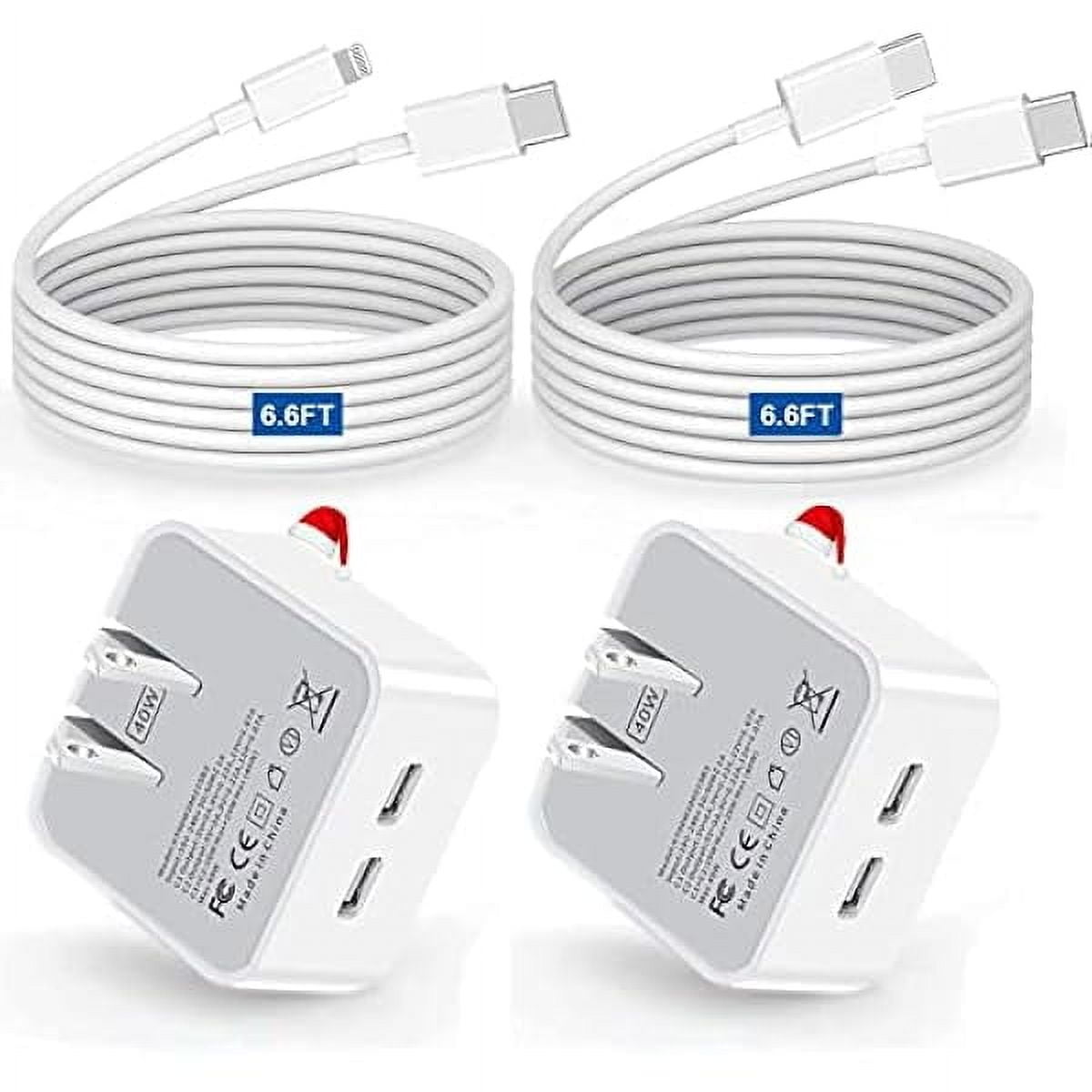 40W Dual USB C Wall Charger, for iPhone 16 15 14 13 12 11 Pro Max Mini iPad Double Port Type-C Fast Charging Block, 20W+20W Compact Power Adapter with 2-Pack USB-C to USB-C 6FT Cables