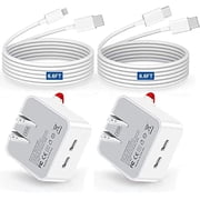 40W Dual USB C Wall Charger, for iPhone 16 15 14 13 12 11 Pro Max Mini iPad Double Port Type-C Fast Charging Block, 20W+20W Compact Power Adapter with 2-Pack USB-C to USB-C 6FT Cables