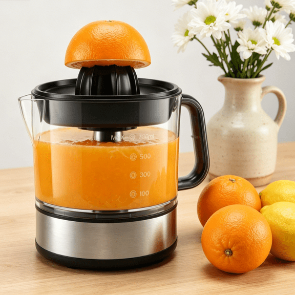 40W Electric Citrus Juicer, 24oz Large Capacity BPA-Free Juicer with Pulp Control & Spout, Compact Portable Stainless Steel Juicer for Orange Lemon Lime Grapefruit