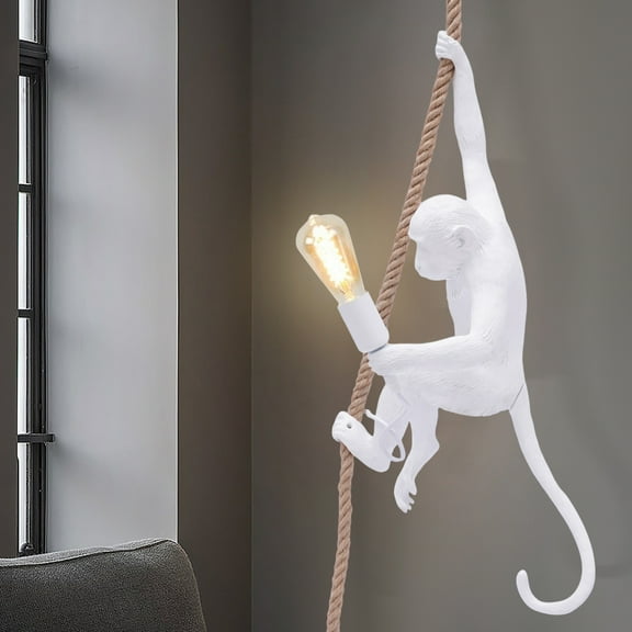 40W Indoor Uplight Monkey Pendant Light White Chandelier for Kitchens Hallways Living Rooms Bedrooms