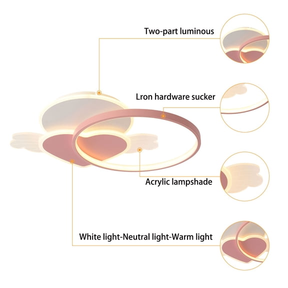 40W Modern LED Ceiling Light - 3000-6500K Adjustable Brightness Remote Control 98.4ft Range - White/Pink for Home Hotel Cafe 107.63-129ft Rooms
