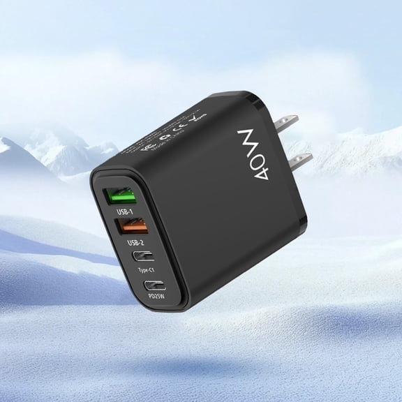 40W Multi-Port Fast Wall Charger, 4-Port 2U+2C Quick Charge Hub, for All Devices, Fast Charging Power Adapter