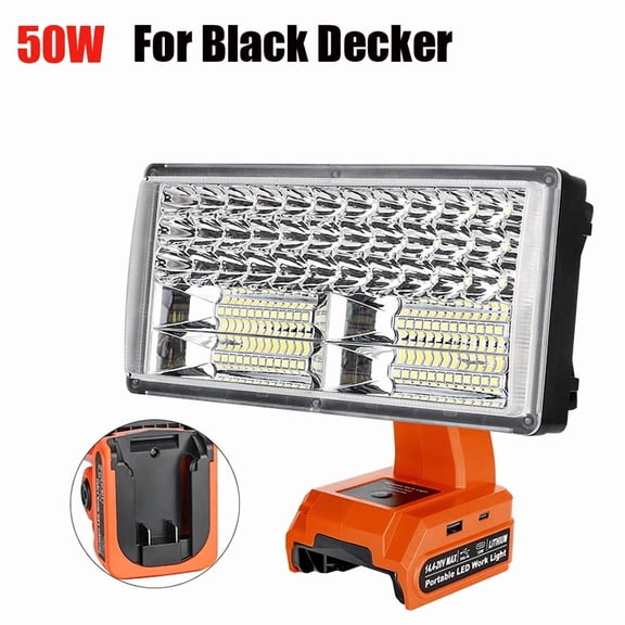 40W Outdoor Portable Work Light, Compatible with Black*and*Decker 20V Battery