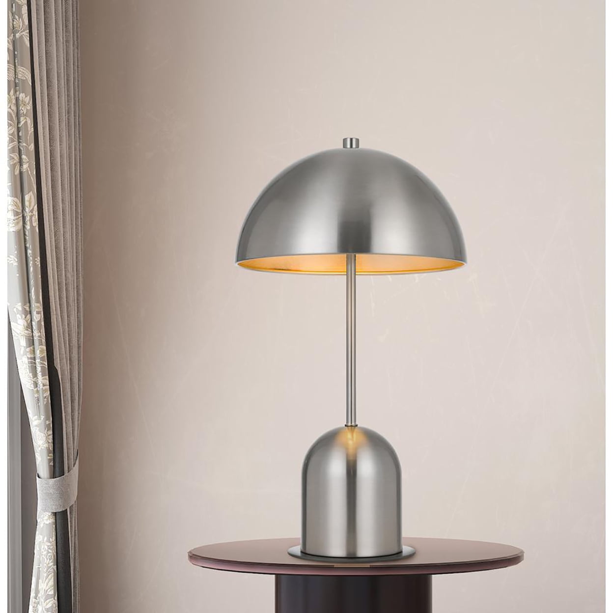 Image showcasing 40W Peppa Metal Accent Lamp With On Off Touch Sensor Switch, Brushed ...