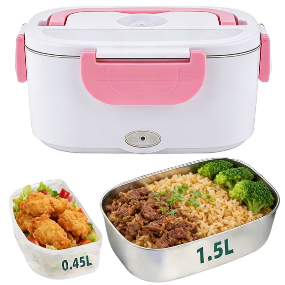 40W Portable Electric Heated Lunch Box with 50.7 oz 304 Stainless Steel Container, 110V Leak-Resistant Food Warmer for Car Truck Work, Heats in 25-40 Minutes, 1 Pack, by Preplabs