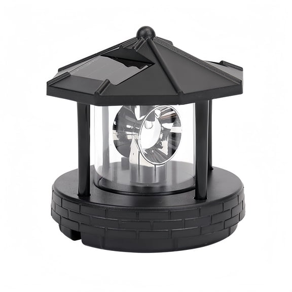 40W Solar Outdoor Lantern Light Rotating LED Decorative Patio Lamp, Waterproof Weatherproof Garden Light with Brick Base Pavilion Roof for Yard, Walkway, Flower Bed