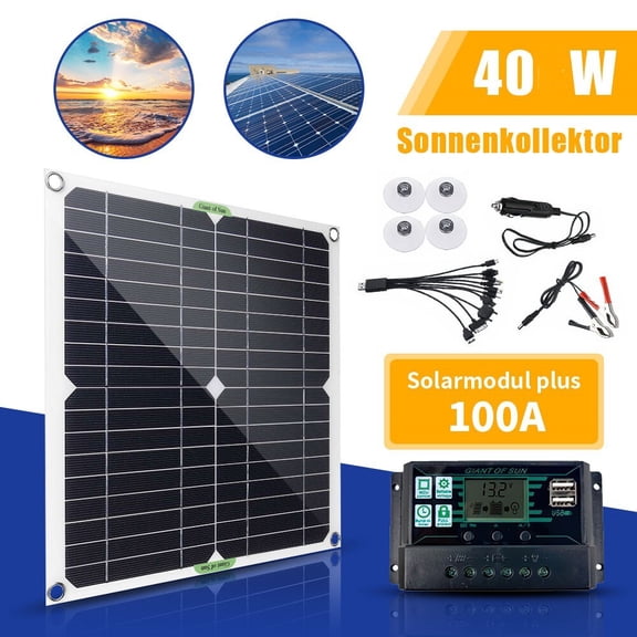 40W Solar Panel Kit 100A 12V Battery Charger With Controller for Car RV Boat Home Roof Van Camping by DFITO