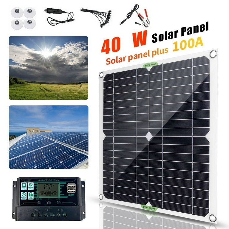 40W Solar Panel Kit,DFITO 100A 12V Battery Charger with Controller for Car  RV Boat Home Roof Van Camping 