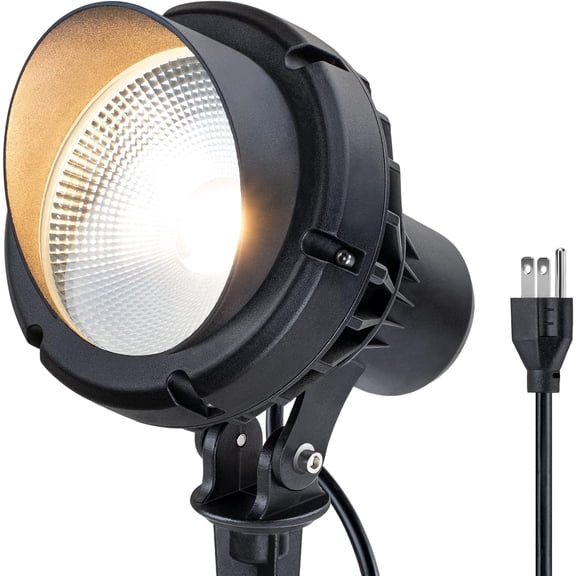 40W Spot Lights Outdoor 120V LED Plug in Spotlight Outdoor 4000LM Ultra Bright Flag Pole Light 3000K Warm White Landscape Spotlights for Yard House Tree Lawn Signage, with Stake & 5.5FT Cord