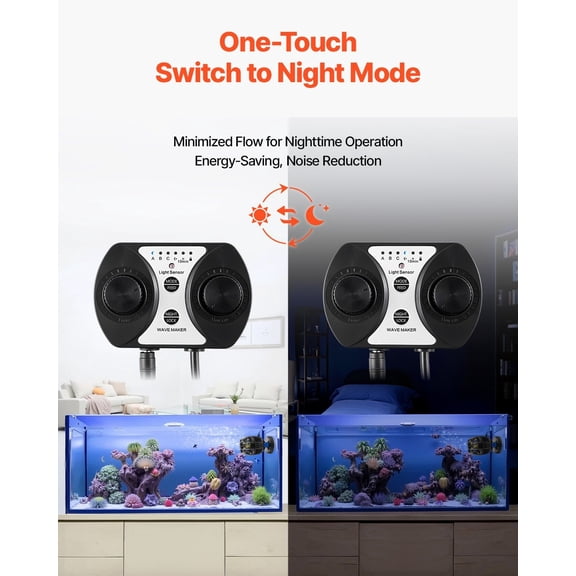 40W Submersible Aquarium Wave Maker 24V DC Powerhead with Strong Magnetic Base