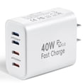 thumbnail image 1 of 40W USB C Charger Block, 4 USB C Ports, Type C Wall Plug Fast Charger Cube, Power Adapter Box Compatible with iPhone 16 15 14 13 12 11 Galaxy Phones, Watch, Tablet, Smartphones, 1 of 7