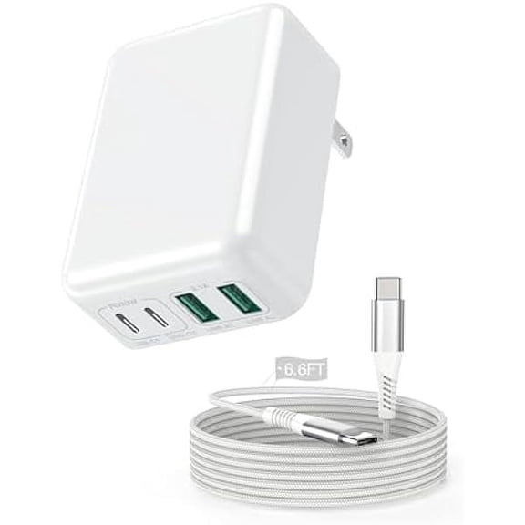 40W USB C Wall Charger Plug Compatible for iPhone 16 Pro Max, 4-Port PD3.0 USB Foldable Fast Charging Block Brick with 6FT Fast Charging Cable Compatible for iPhone 16/15 Pro Max/14/13,iPad,Samsung