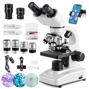 Herwicm 40X-2500X Binocular Microscope for Kids, Compound Binocular Microscope with LED Lighting and Two-Layer Mechanical Stage, Stem Science Kit for Adults, Students and Advanced Home Education