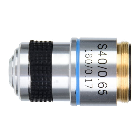 40X Achromatic Objective Lens for Biological Microscope, 160/0.17 Mechanical Tube Length, 20mm Standard RMS Thread Precision Aluminum Alloy Optical Microscope Replacement Part