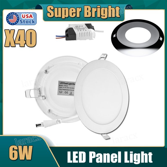 40X Cool White 6W 4" LED Recessed Ceiling Panel Down Light Bulb Lamp Fixture
