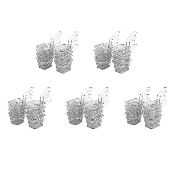 40X Mini Fry Baskets, Mesh Wire French Fries Chip Basket Net, Food Presentation Baskets French Fry Holder for Kitchen D