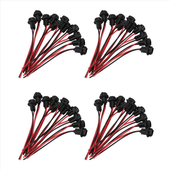 40X T10 W5W 168 194 Lamp Holder Socket Glass Base Lamp Socket DIY, Black