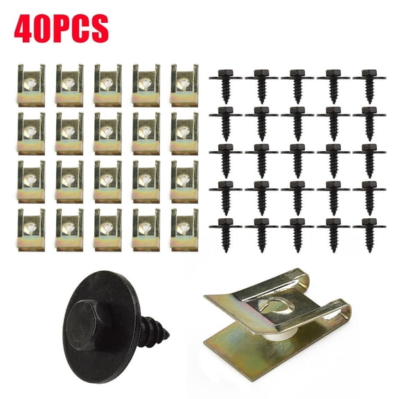 40X U Nut Hex Screw For Bmw Speed Fastener Undertray Sheet Metal Clip Fixing Engine Guard Washers Car Body Fender Bumper Screws
