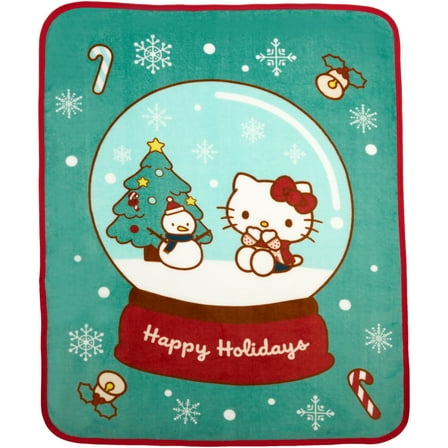 Hello Kitty Kids Holiday Snowglobe Silky Soft Throw Blanket, 40x50, Sanrio