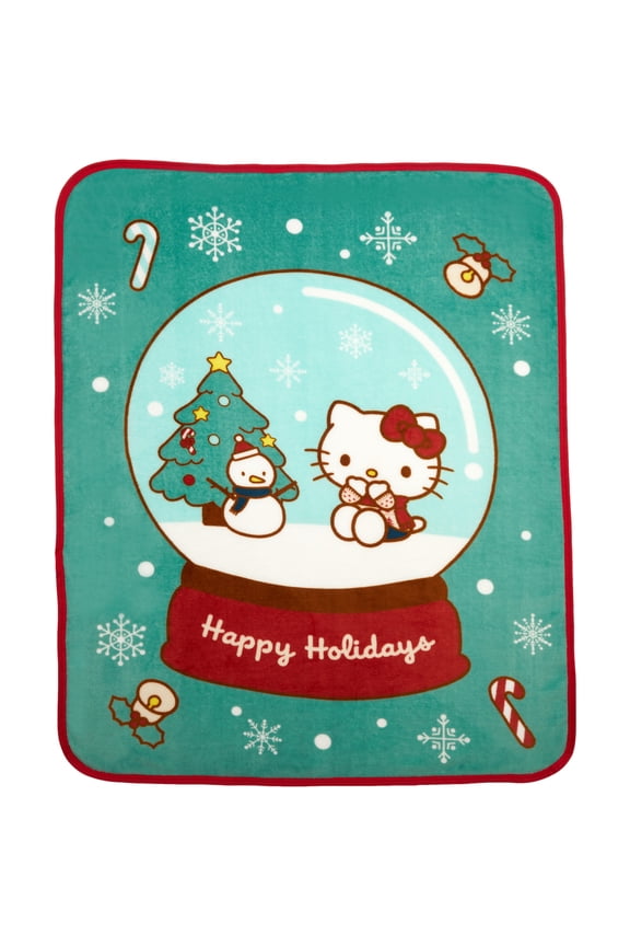 Hello Kitty Kids Holiday Snowglobe Silky Soft Throw Blanket, 40x50, Sanrio