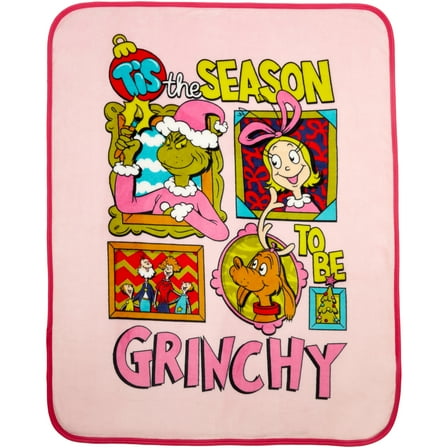 Grinch Kids Pink Silky Soft Throw Blanket, 40x50