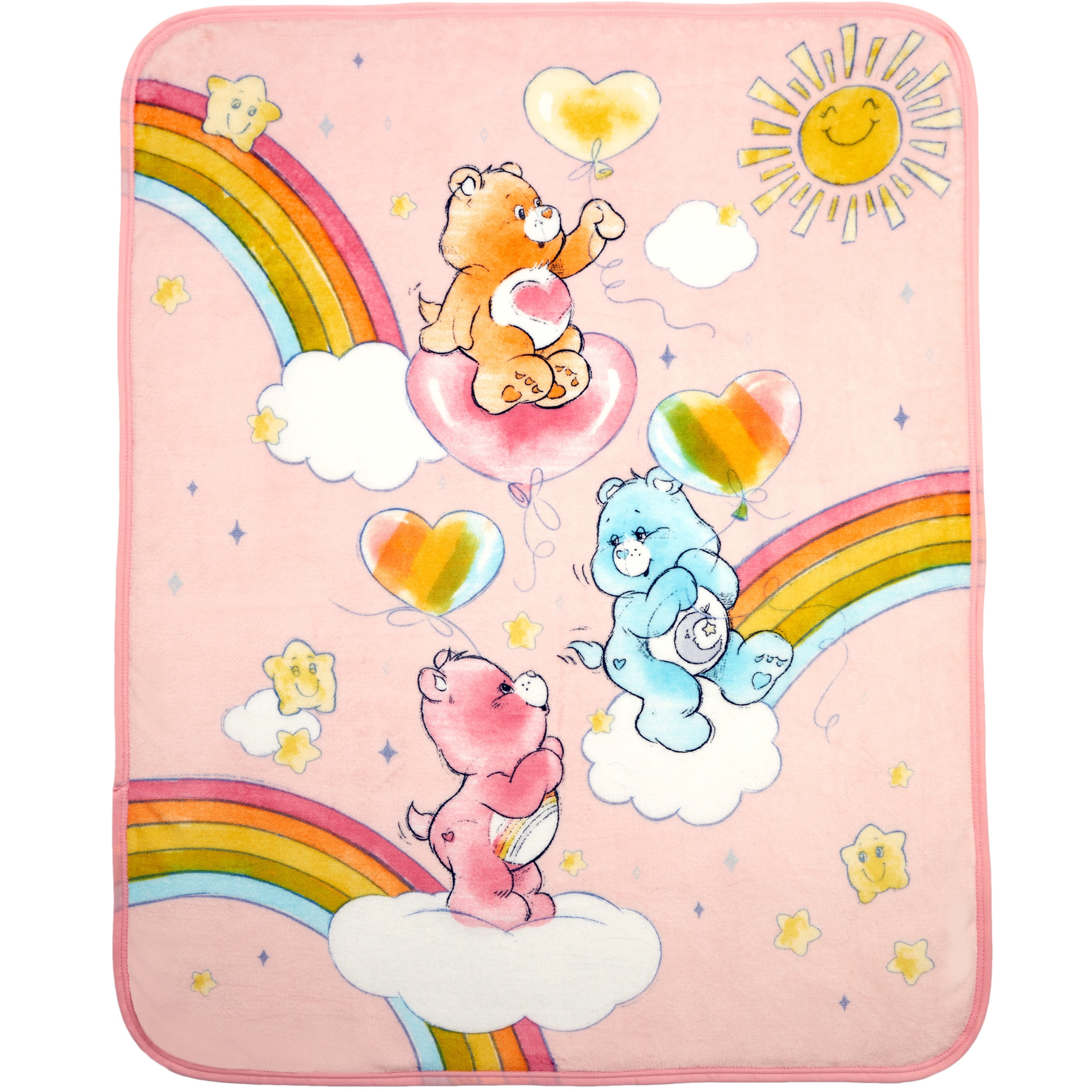 Care Bears Kids Pink Rainbows Silky Soft Throw Blanket, 40x50