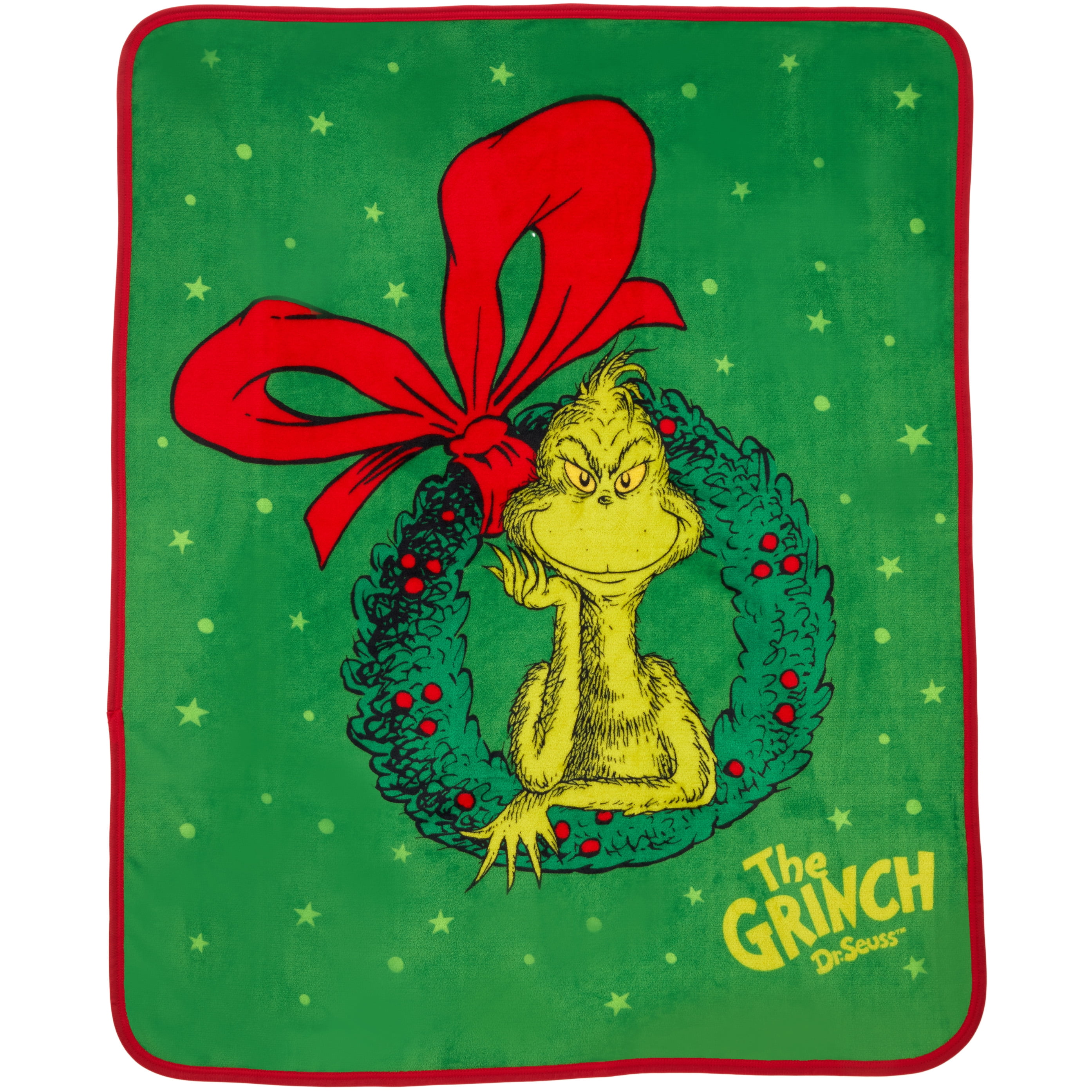 Grinch Kids Green Wreath Silky Soft Throw Blanket, 40x50