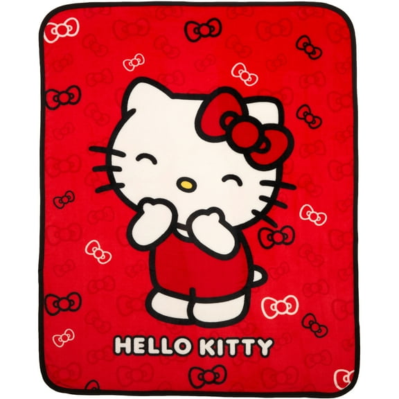 Hello Kitty Kids Silky Soft Red Throw Blanket for Children, 40x50 Sanrio