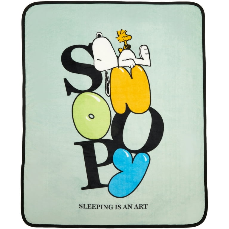 Peanuts Snoopy Kids Mint Green Silky Soft Throw Blanket, 40x50
