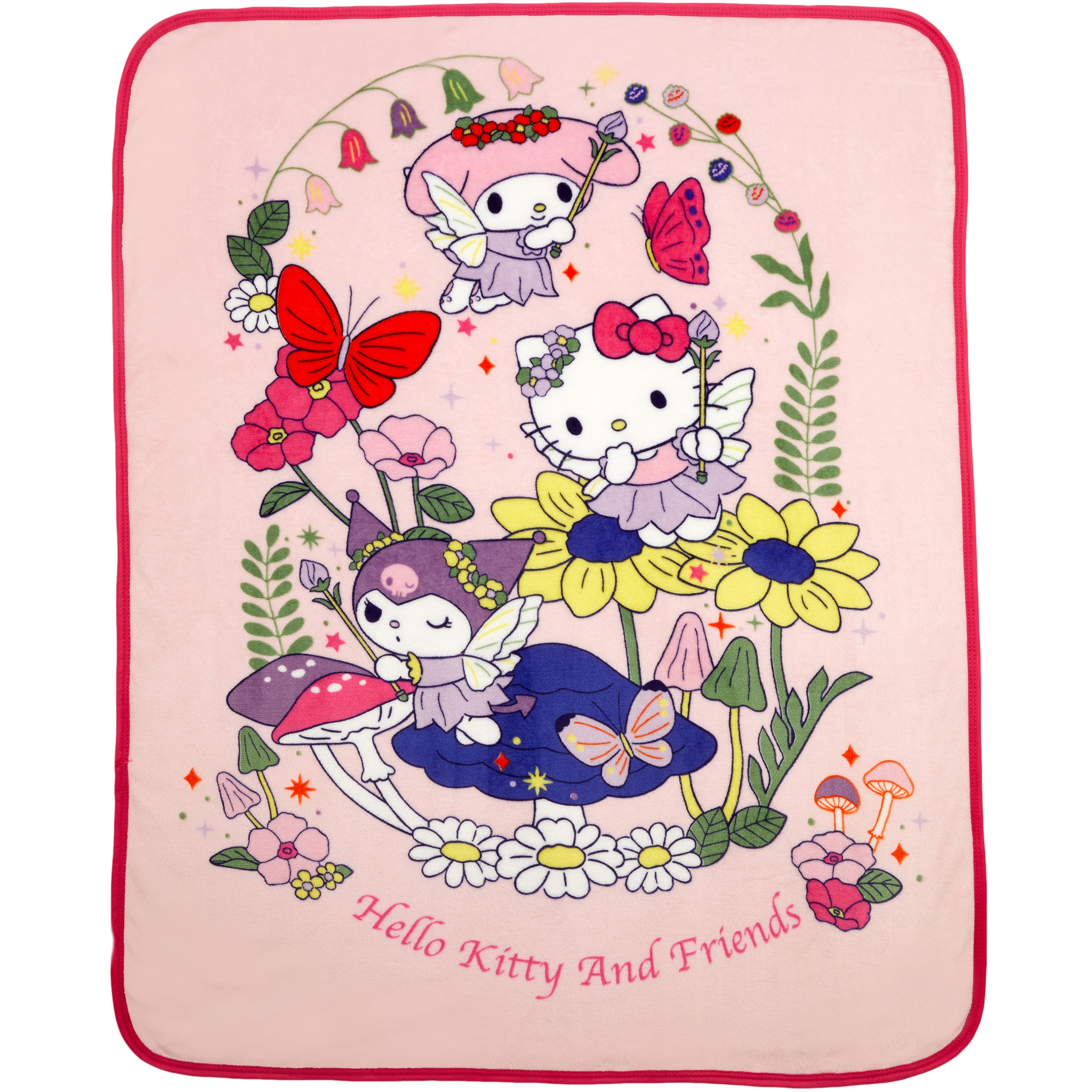 Hello Kitty and Friends Kids Pink Fairies Silky Soft Throw Blanket