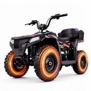 IVFJFV 40cc 4-Stroke 4-Wheeler,Dual-Speed Off-Road Car Gas Four-Wheeler,Gas Powered 4 Wheel with Key Lock & Parent Limited Speed 10-15MPH & Dual Shocks & All-terrain Tire,Chain Drive,flag