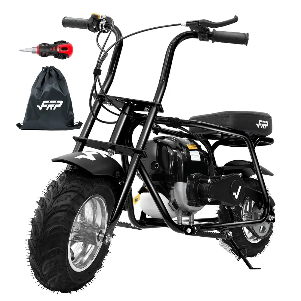 40cc 4-Stroke Gas Mini Bike for Ages 13+, Pull Start Mini Bike with Rear Disc Brake, Up to 18 MPH, 165 lb Capacity, Knobby Tires – Black