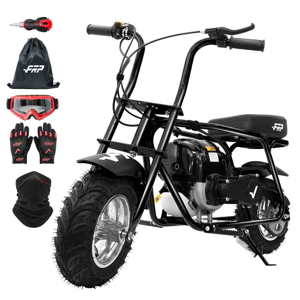 40cc 4-Stroke Gas Mini Bike for Ages 13+, Pull Start Mini Bike with Rear Disc Brake, Up to 18 MPH, 165 lb Capacity, Knobby Tires – Black