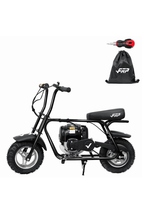 40cc 4-Stroke Kids Mini Bike, Gas Mini Bike with Pull Start, Rear Disc Brake, 10″ Knobby Tires, Up to 18 MPH, 165 lb Capacity, for Ages 13+ – Black