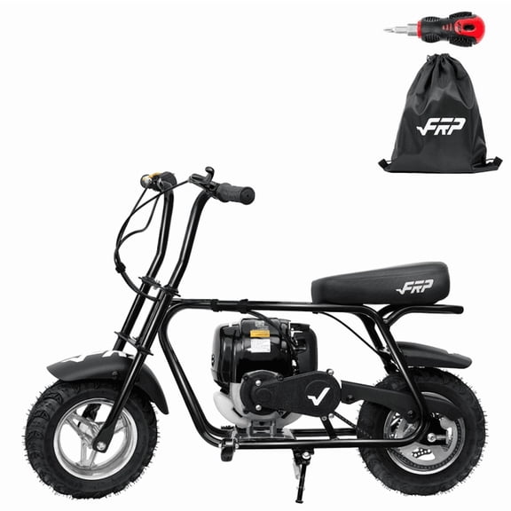 40cc 4-Stroke Kids Mini Bike, Gas Mini Bike with Pull Start, Rear Disc Brake, 10″ Knobby Tires, Up to 18 MPH, 165 lb Capacity, for Ages 13+ – Black