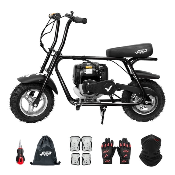 40cc 4-Stroke Mini Bike, Gas Mini Bike with Pull Start, Rear Disc Brake, 10″ Knobby Tires, Up to 18 MPH, 165 lb Capacity, for Ages 13+ – Red