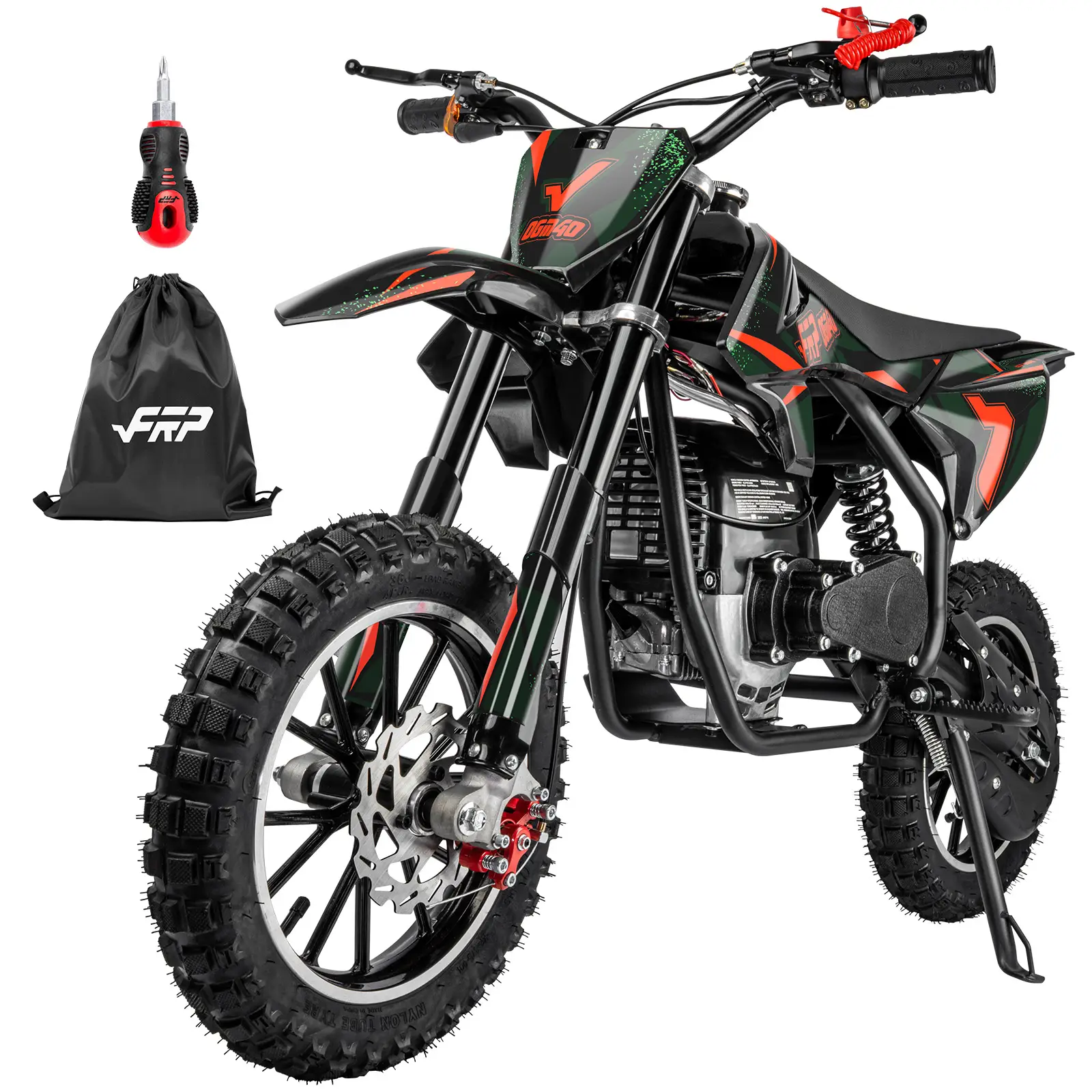 40cc 4-Stroke Mini Dirt Bike, Gas Powered Kids Dirt Bike with Pull Start, Dual Disc Brakes, Safety Kill Switch & Parental Speed Limiter, Up to 20 MPH, 132 lb Capacity, Front/Rear Suspension