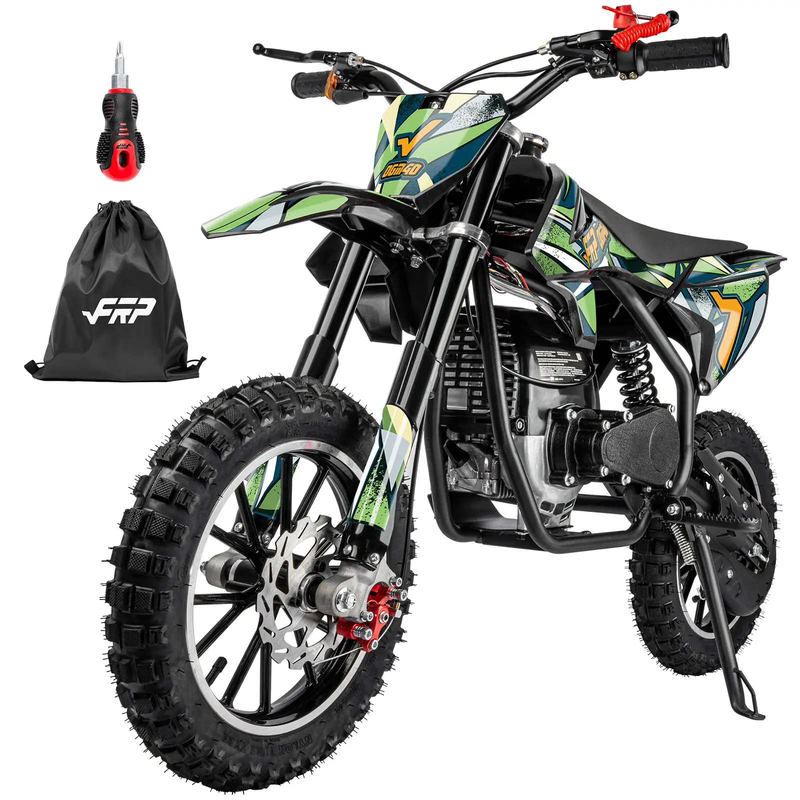 40cc 4-Stroke Mini Dirt Bike, Gas Powered Kids Dirt Bike with Pull Start, Dual Disc Brakes, Safety Kill Switch & Parental Speed Limiter, Up to 20 MPH, 132 lb Capacity, Front/Rear Suspension