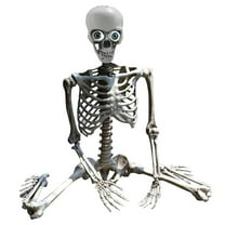 40cm/15.7in Halloween Skeleton - Life Size Full Body Realistic Human Bones with Posable Joints for Halloween Pose Skeleton Prop Decoration - Beige
