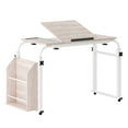 thumbnail image 1 of 40cm Adjustable Overbed Table - Tilt Desktop with 360° Wheels & Side Shelf, Height/Length Customizable, 1 of 8