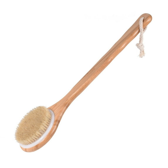 40cm Bamboo Shower Body Brush with Boar Bristle Perfect for Dry Skin Brushing Essential for Cellulite Reduction Skin Exfoliation