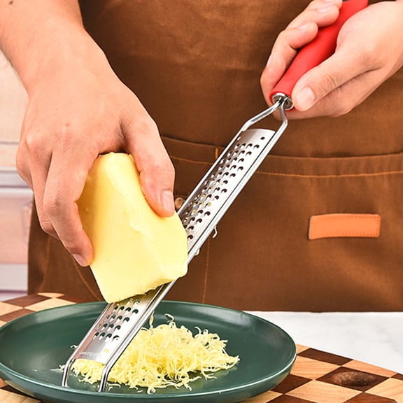 40cm Long Handle Stainless Steel Grater – Cheese Zester & Lemon Scraper for Baking & Cooking (Metal)