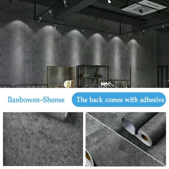 40cm PVC Dark Gray Waterproof Industrial Style Self-adhesive Wallpaper Library Living Room Bedroom Wall Renovation Vinyl Sticker