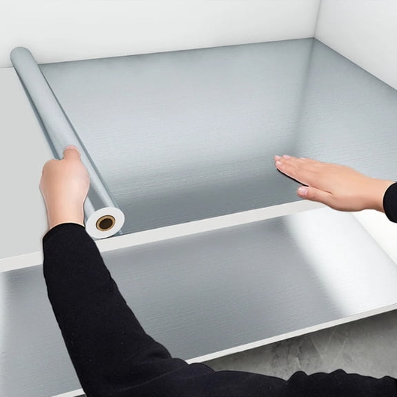 40cm PVC Waterproof Vinyl Wallpaper Stainless Brushed Silver Removable Film for Kitchen Elevator House Appliance Oil-Proof Decor