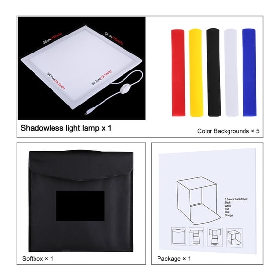 40cm Photo Softbox Portable Folding Studio Box Shooting Tent Box Kits With 5 Colors Backdrops With Shadowless Light Lamp ,Easy to Use