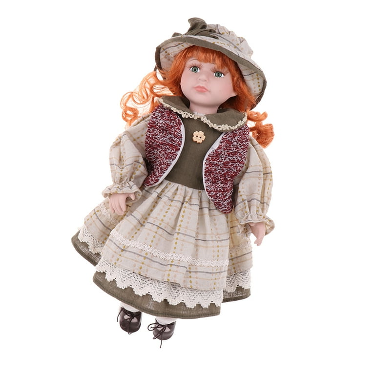 40cm Porcelain Doll Lady Gown People Figure Vintage Dollhouse